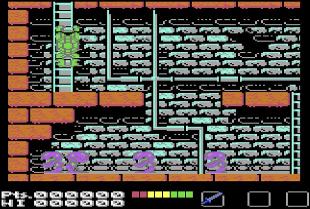 Teenage Mutant Hero Turtles - Commodore 64 game screenshot (1990) by Image Works